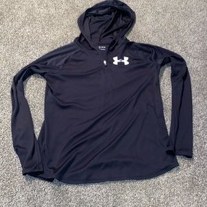YXL black Under Armour quarter zip with hood